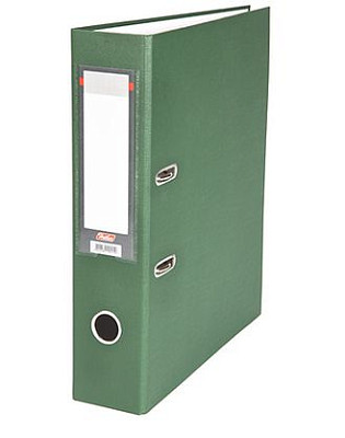 Папка-регистратор "Hatber", А4, 70мм, арочный механизм, бумвинил, зелёная
