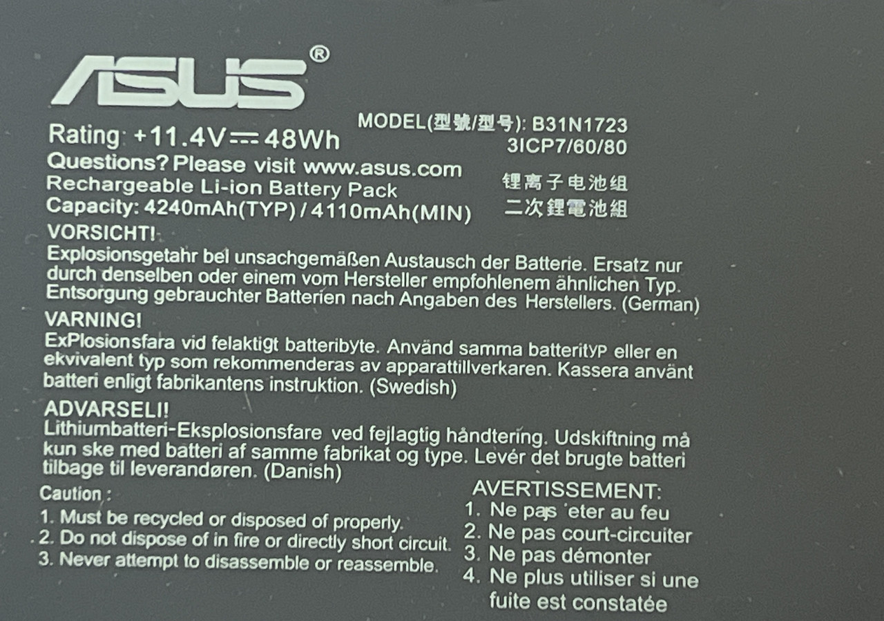 B31N1723 Батарея для ноутбука Asus VivoBook K570 R570 X570 F570 (org) - фото 3 - id-p111148662