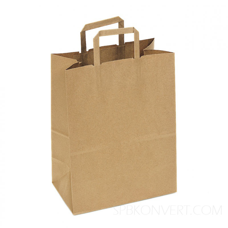 Бумажный пакет-сумка, Белый/24*28*14см/с плоскими ручками - фото 2 - id-p111149535
