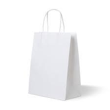 Бумажный пакет-сумка, Белый/24*28*14см/с плоскими ручками