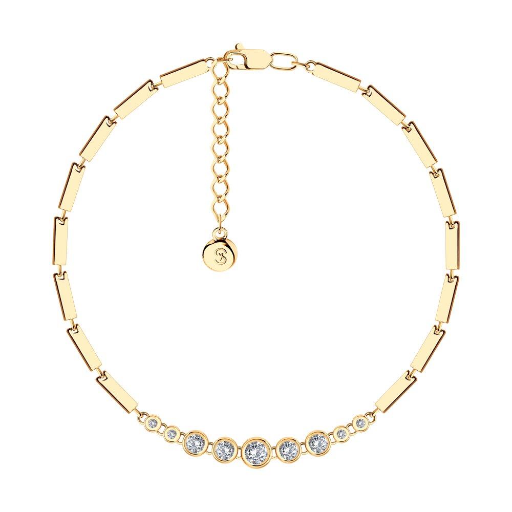 Браслет из золочёного серебра с фианитами SOKOLOV 93050145  вставка, фото 1