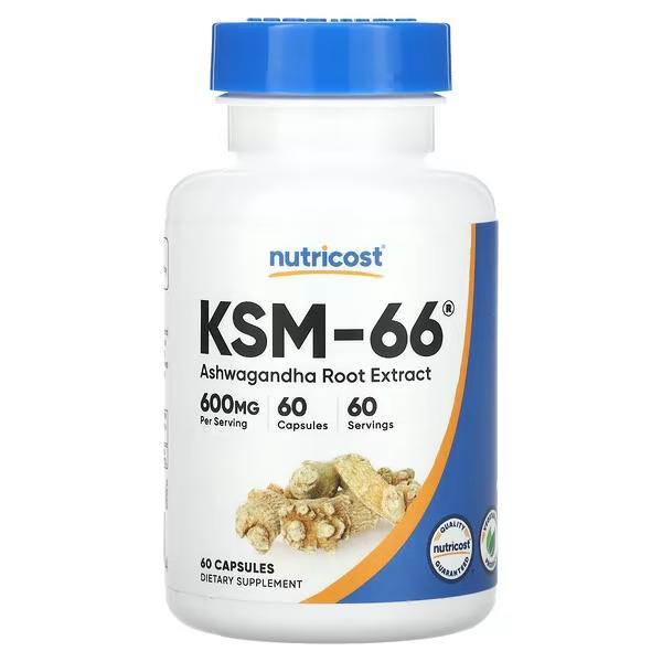 Nutricost, Ашваганда KSM-66, экстракт, 600 мг, 60 капсул - фото 1 - id-p111151438