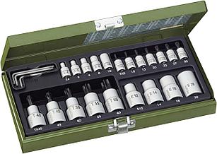 23102 Proxxon Набор головок - звездочек, на 1/4" и 1/2", 24 предмета