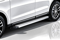 Пороги алюминиевые Slitkoff "Optima Silver" 2100 серебристые Volkswagen TRANSPORTER T5 (2003-2009)