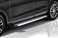 Пороги алюминиевые Slitkoff "Standart Silver" 1900 серебристые Volkswagen TOUAREG (2002-2010)
