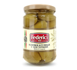 Federici Оливки крупные Bella di cerignola, с косточкой, 300 г