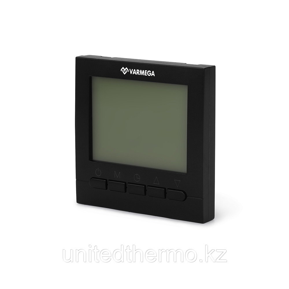 Комнатный электронный термостат 230в, проводной, программируемый, черный, Varmega