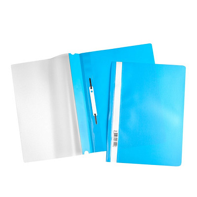 Папка-скоросшиватель пластиковая "Hatber", А4, 120/160мкм, прозрачный верх, голубая - фото 1 - id-p111157219
