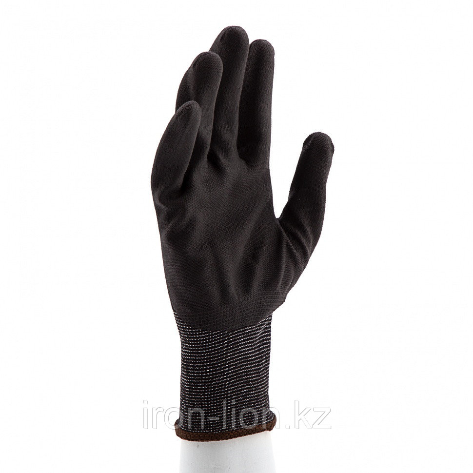 Перчатки трикотажные с черным полиуретановым покрытием, размер L, 15 класс вязки Сибртех - фото 1 - id-p111184069
