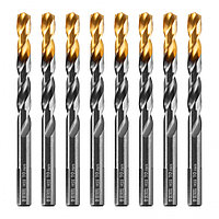 Сверло по металлу, 10 мм, HSS-Tin, Golden Tip, 8 шт.// Denzel