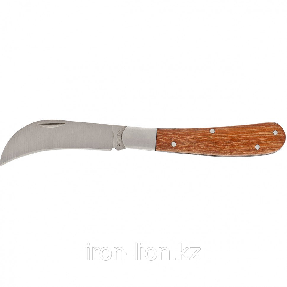 Нож садовый складной, изогнутое лезвие, 170 мм, деревянная рукоятка, Palisad - фото 1 - id-p111191175