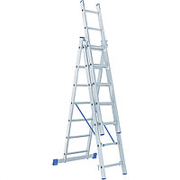 Лестница, 3 х 7 ступеней, алюминиевая, трехсекционная, Россия, Сибртех