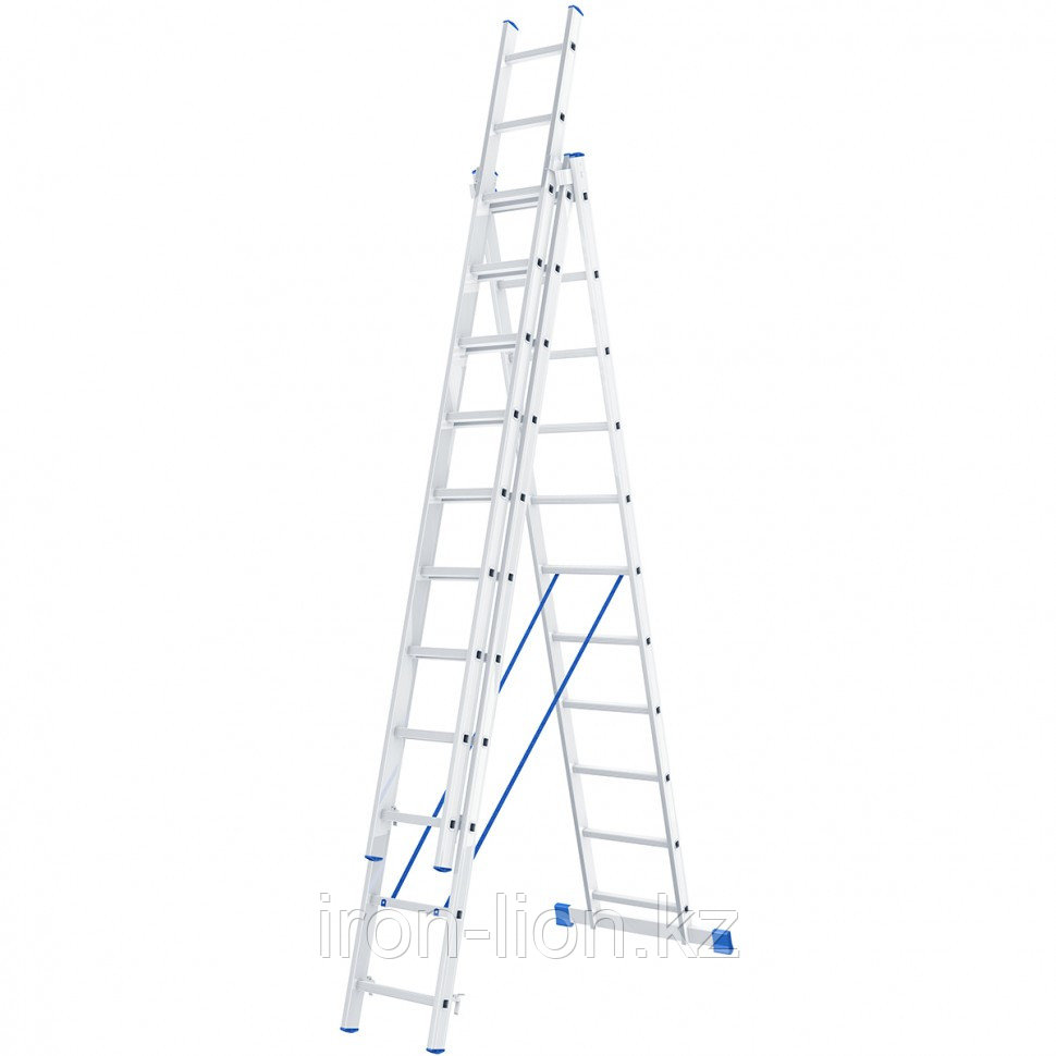 Лестница, 3 х 11 ступеней, алюминиевая, трехсекционная, Россия, Сибртех - фото 1 - id-p111194377