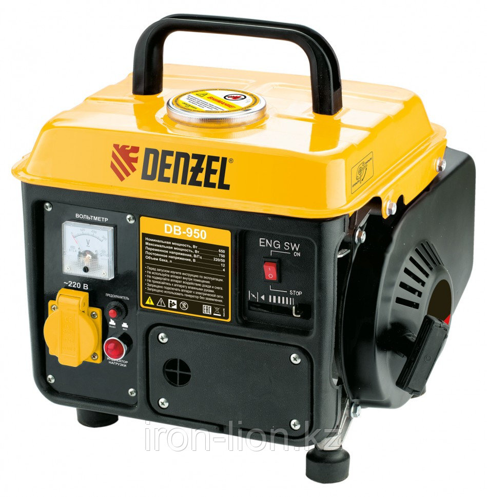 Генератор бензиновый DB950, 0.85 кВт, 220 В/50 Гц, 4 л, ручной пуск Denzel - фото 1 - id-p111193679
