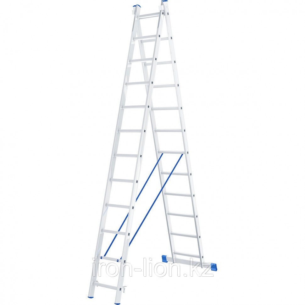 Лестница, 2 х 12 ступеней, алюминиевая, двухсекционная, Россия, Сибртех - фото 1 - id-p111194761
