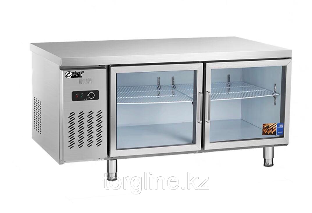 Стол холодильник со стеклянными дверями 120*60 см - фото 1 - id-p111198253