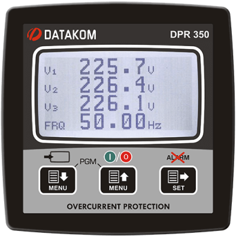 Реле защиты и анализатор сети Datakom DPR-350 96x96 мм, AC (2,9 ЖК-дисп, RS-485, USB, 4 вых, 2вх.) - фото 1 - id-p111201250
