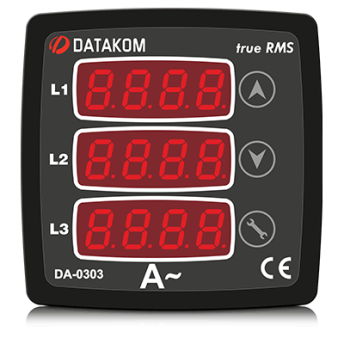 Щитовой измерительный прибор Datakom DA-0303 амперметр, 3-фазный,3 дисплея, 72х72