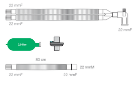 Контур дыхательный взрослый / дополнительная трубка LIMB/ фильтр бактериально-вирусный HME/ мешок 2л., 160 см.