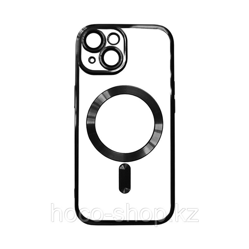 Защитный гелевый чехол для iPhone 15 Anyland MagSafe с алюминиевыми вставками Black