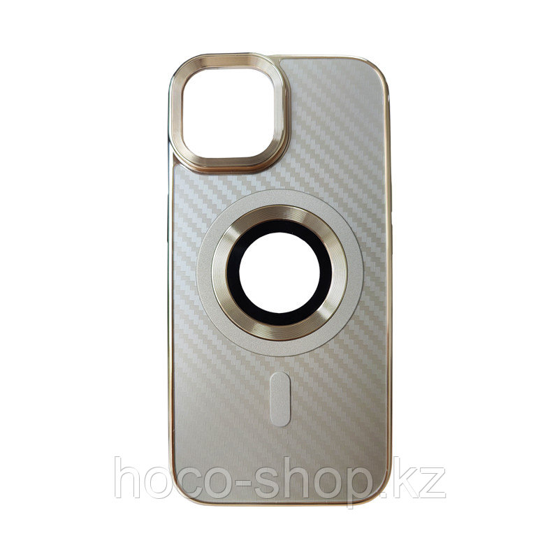 Защитный гелевый чехол для iPhone 15 Anyland MagSafe карбон Gold
