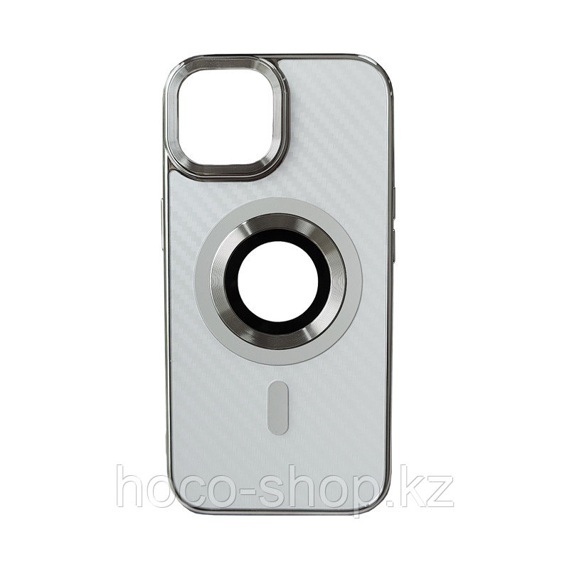 Защитный гелевый чехол для iPhone 15 Anyland MagSafe карбон Silver