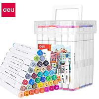 Набор маркеров для скетчинга DELI, двухсторонний 1/7 мм, 36 цветов, пластиковая коробка