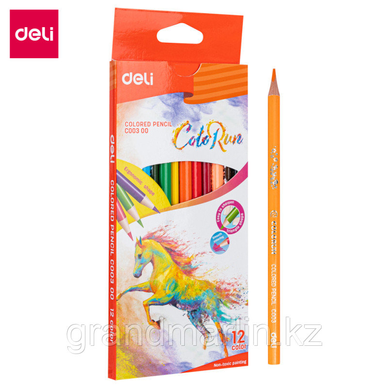 Карандаши цветные Deli "ColoRun", 12 цветов, картон, фото 1