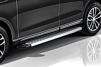 Пороги алюминиевые Slitkoff "Prestige Silver" 2100 серебристые Audi Q7 (2005-2010)