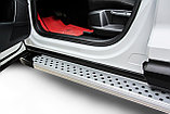 Пороги алюминиевые Slitkoff "Standart Silver" 2100 серебристые Audi Q7 (2005-2010), фото 4