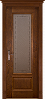 Межкомнатная дверь ОКА Аристократ №4 Массив Дуба Полотно остекленное (ПО), Мёд, 2000мм×600мм