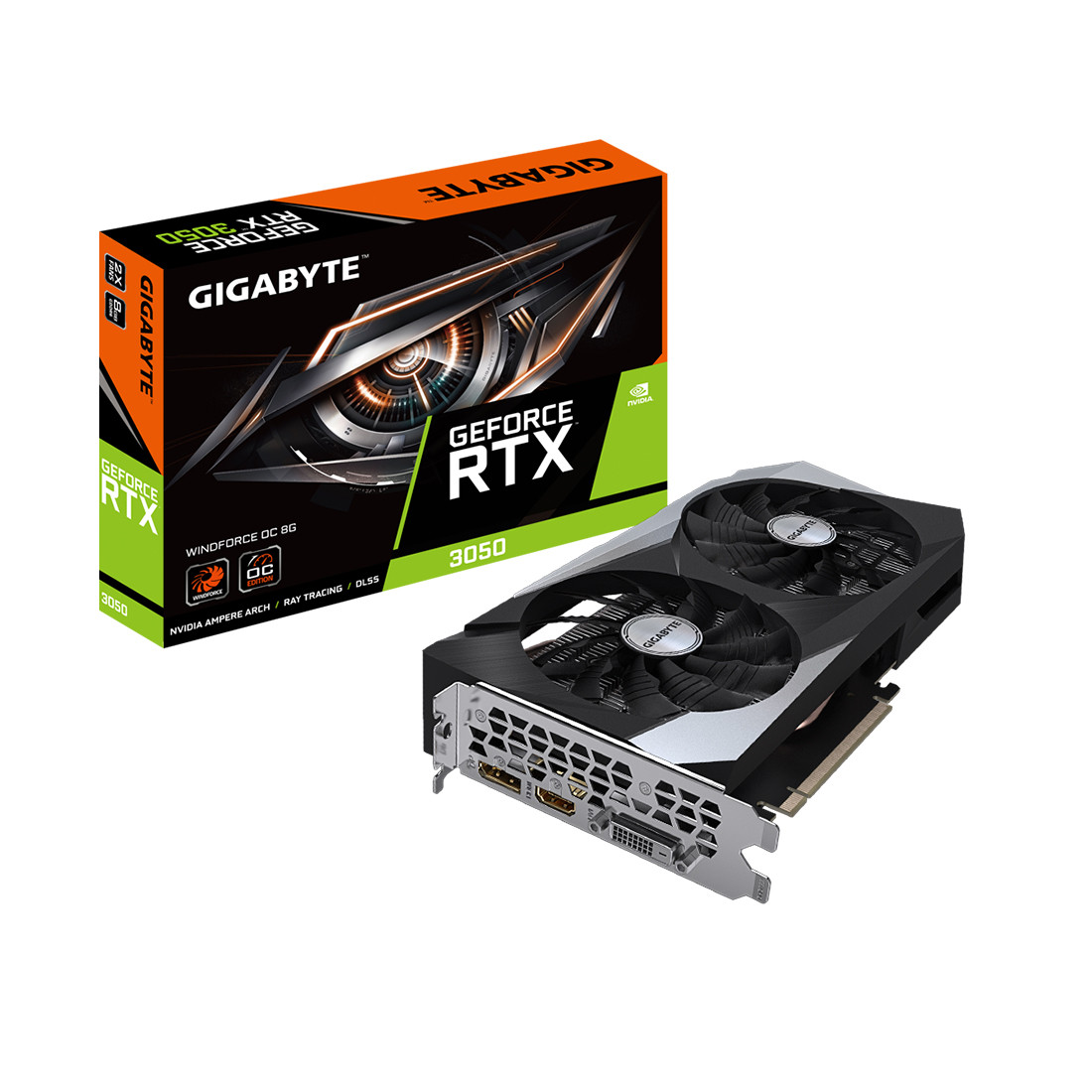 Видеокарта Gigabyte (GV-N3050WF2OC-8GD) RTX3050 WINDFORCE OC 8G - фото 3 - id-p111211190