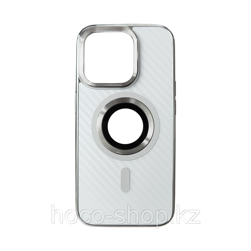 Защитный гелевый чехол для iPhone 15Pro Anyland MagSafe карбон Silver - фото 1 - id-p111222561