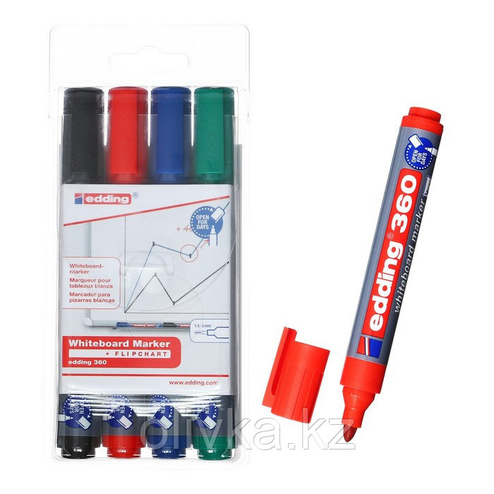 Набор маркеров для доски EDDING E-360/4S, 1.5 - 3.0 мм, 4 цвета - фото 2 - id-p110913569