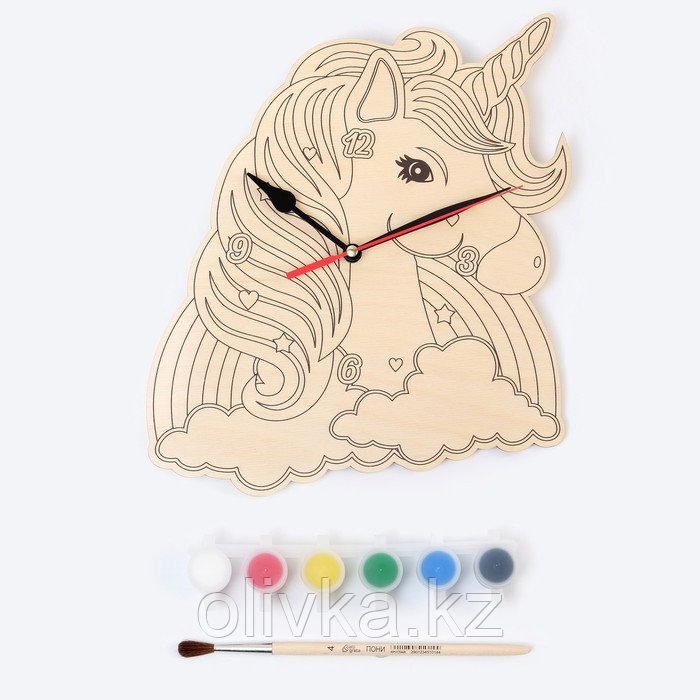 Часы-раскраска настенные "Единорог", плавный ход, 25 х 24 х 0.3 см - фото 5 - id-p110935045