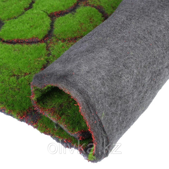 Мох искусственный, декоративный, полотно 1 × 1 м, рельефный, камни, зелёный на чёрном - фото 1 - id-p110924089