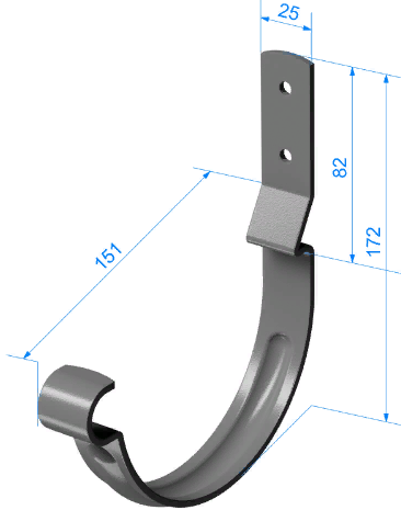 Döcke STAL PREMIUM Карнизный крюк короткий 172 мм D125 (Графит 7024) - фото 2 - id-p111244011