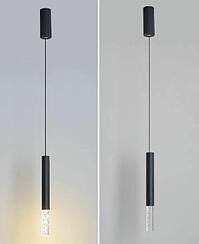 Тонкий подвесной светильник - черный трубка 55х600