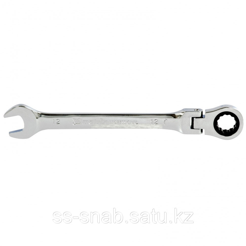 Ключ комбинированный трещоточный, 12 мм, CrV, шарнирный, зеркальный хром Matrix Professional Новинка - фото 1 - id-p111254708