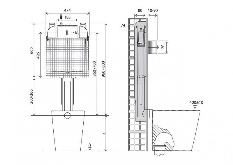 Бачок скрытого монтажа BelBagno CS BB025-CS для напольного унитаза - фото 7 - id-p111244044