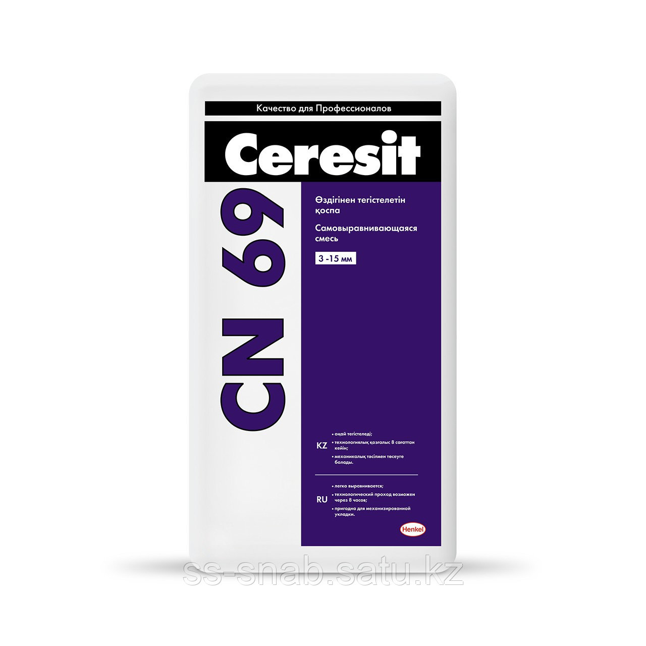 Ceresit CN 69 Самовыравнивающаяся смесь для выравнивания пола (толщина слоя 3-15 мм), 25 кг - фото 1 - id-p111256313