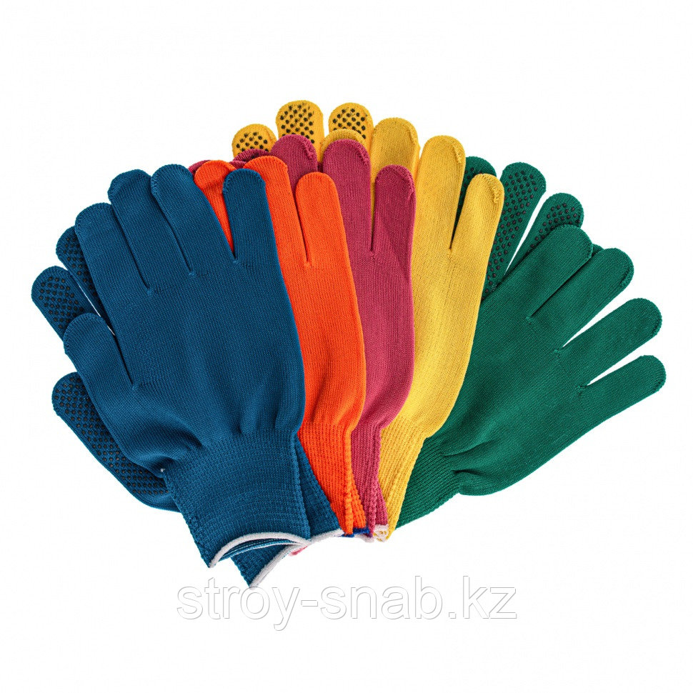 Перчатки в наборе, 5 пар, цвета в ассортименте, ПВХ точка, L, Россия// Palisad - фото 1 - id-p111249107