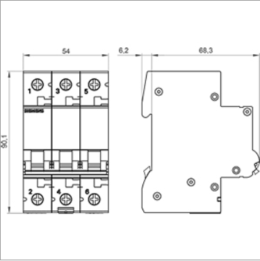 Модульный автоматический выключатель Сименс тип 5SL6_6кВ 3P характеристика В - фото 2 - id-p111266991
