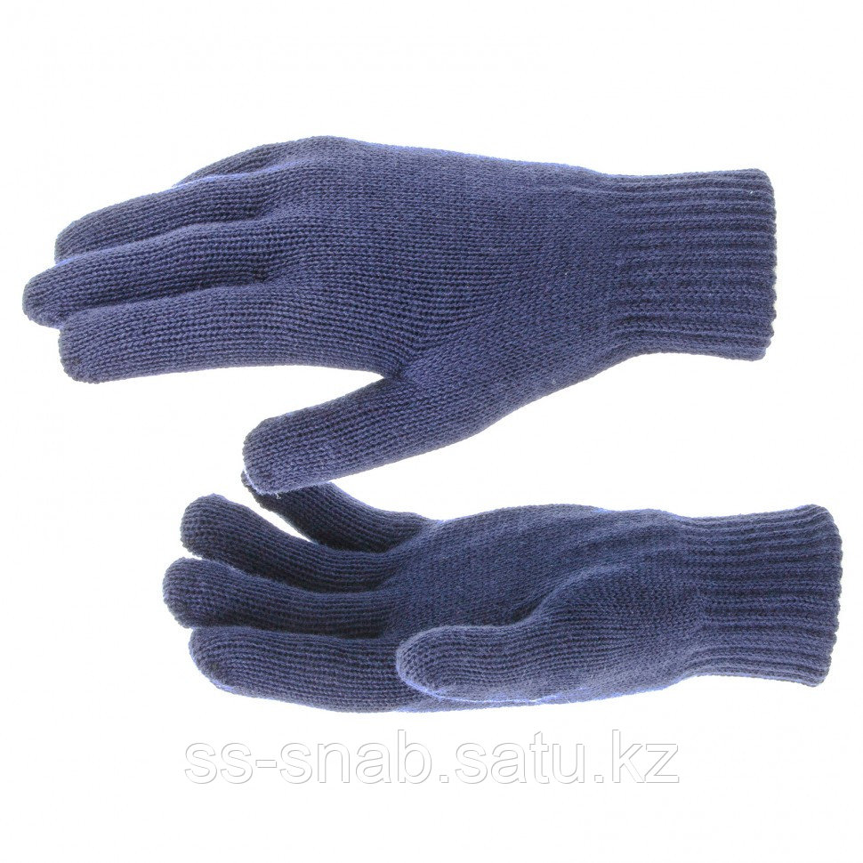 Перчатки трикотажные, акрил, двойные, цвет:синий,двойная манжета, Россия// Сибртех - фото 1 - id-p111249284