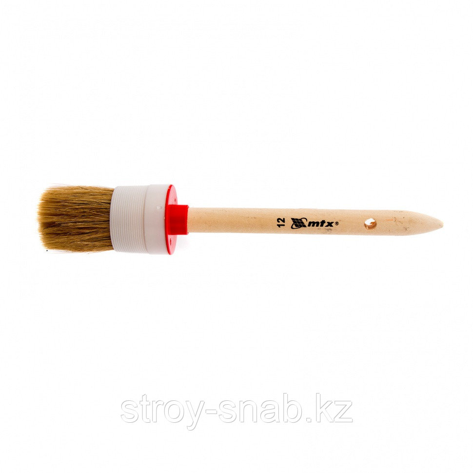 Кисть круглая №12 (45 мм), натуральная щетина, деревянная ручка// MTX - фото 1 - id-p111249376