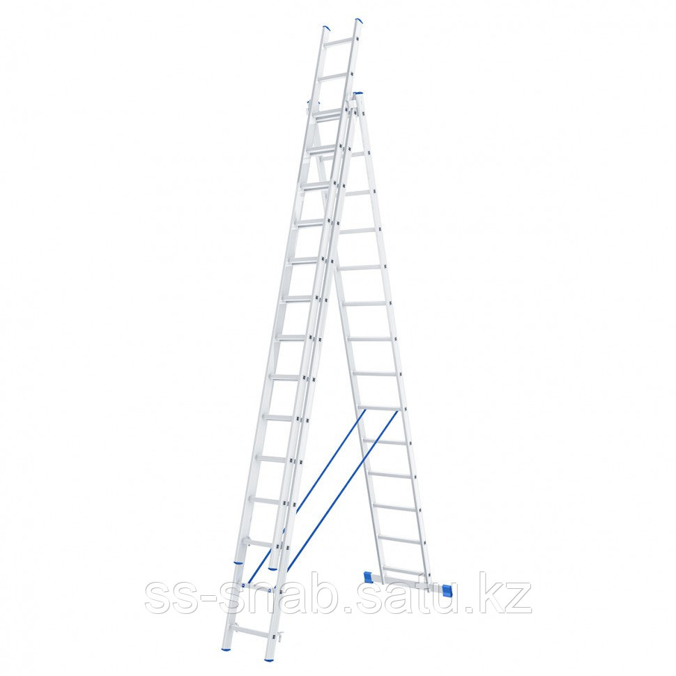 Лестница, 3 х 14 ступеней, алюминиевая, трехсекционная, Россия// Сибртех - фото 1 - id-p111255545