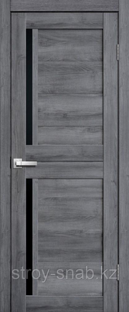 Полотно дверное Сибирь-Профиль Микрофлекс L22 800 Дуб Стоунвуд 3D черное стекло - фото 1 - id-p111258656