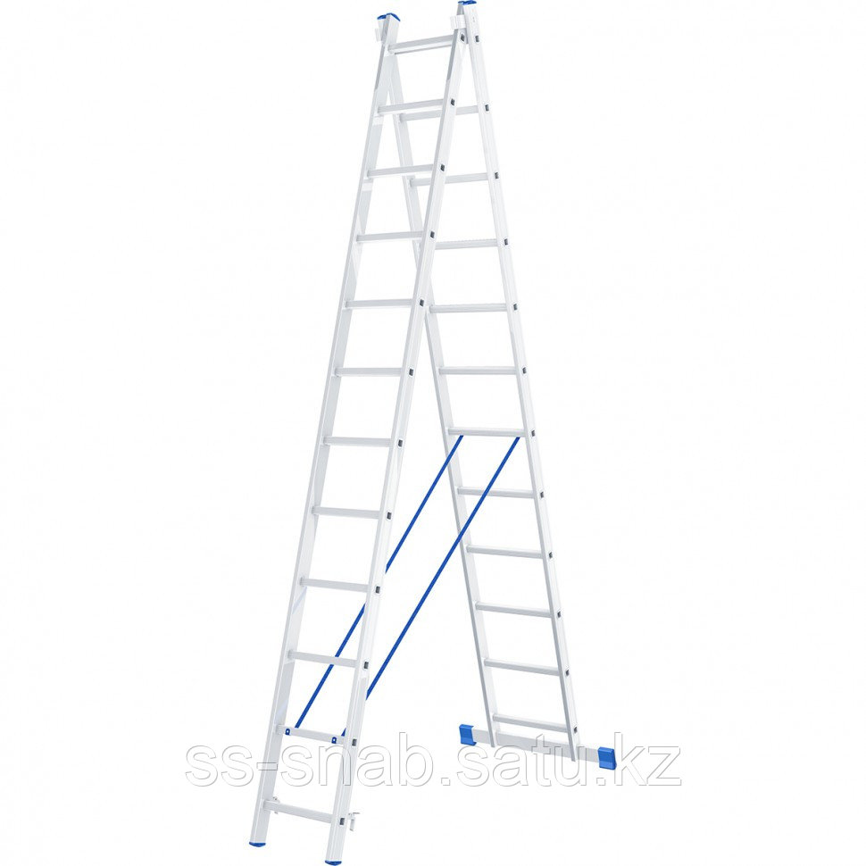 Лестница, 2 х 12 ступеней, алюминиевая, двухсекционная, Россия// Сибртех - фото 1 - id-p111255665