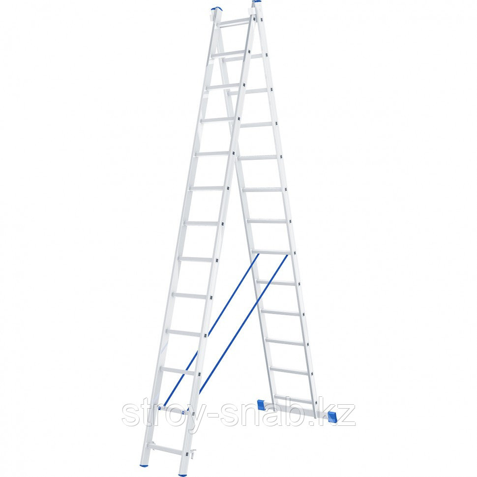 Лестница, 2 х 13 ступеней, алюминиевая, двухсекционная, Россия// Сибртех - фото 1 - id-p111255683