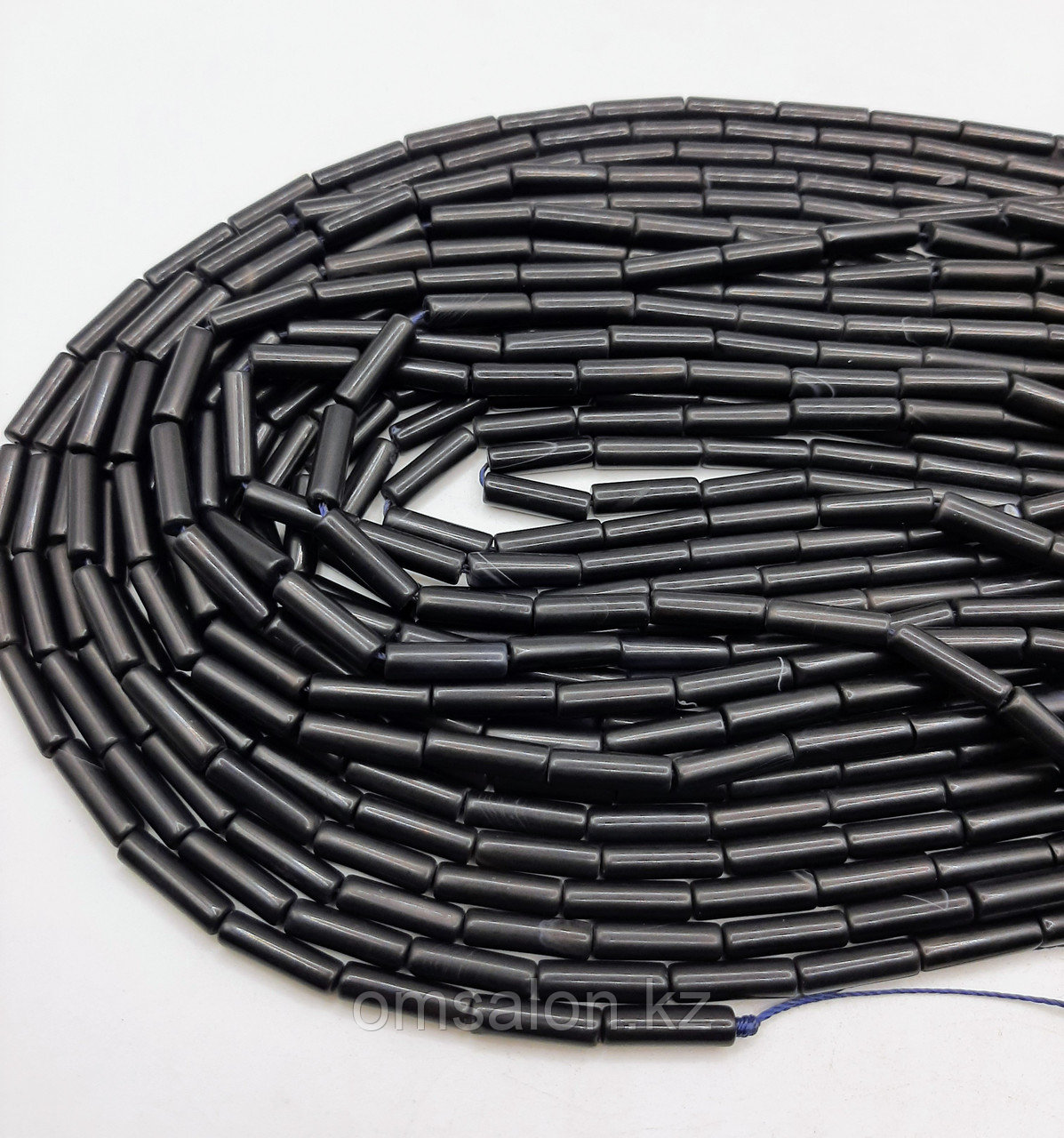 Оникс черный матовый в трубочках, 12×3мм